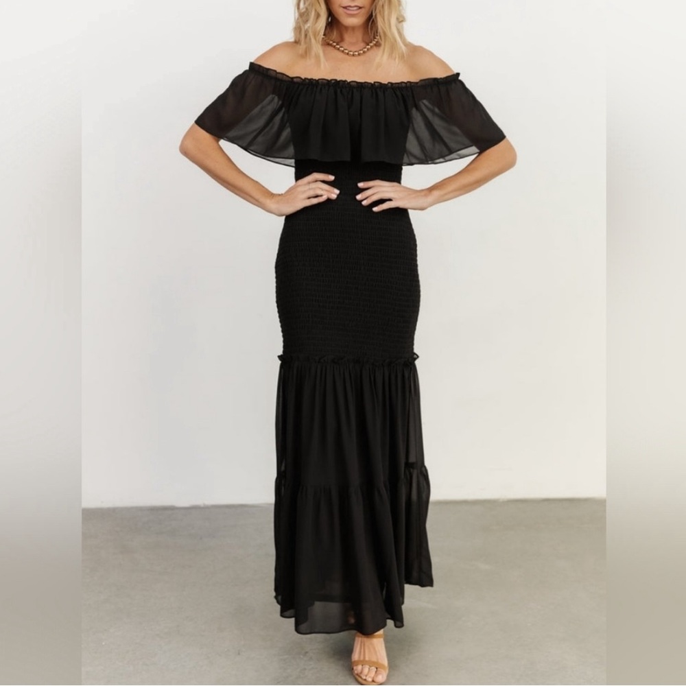 Baltic Born Black Off-Shoulder Maxi Dress